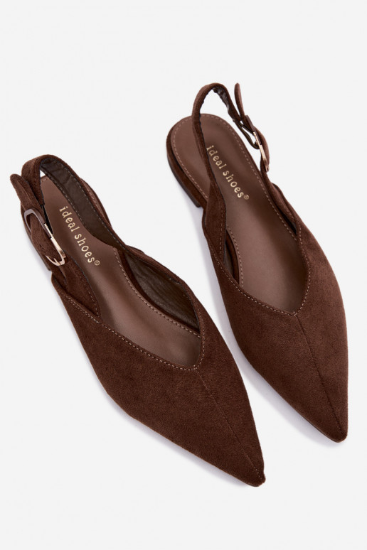 Ballerine da donna con fibbie in colore cioccolato Tanelia