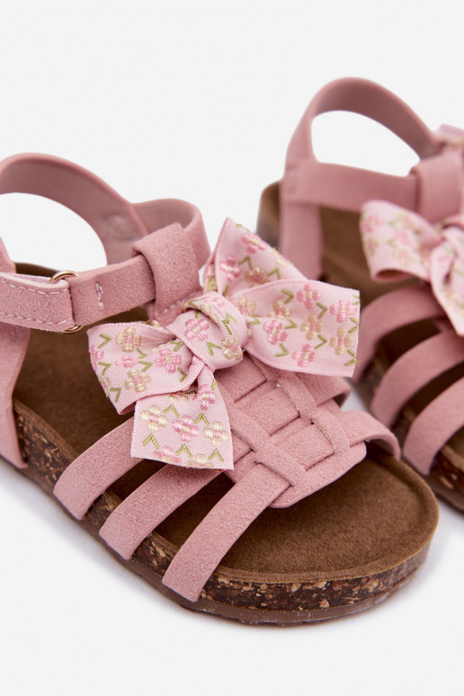 Sandali per bambini con fiocchi in rosa Bessa