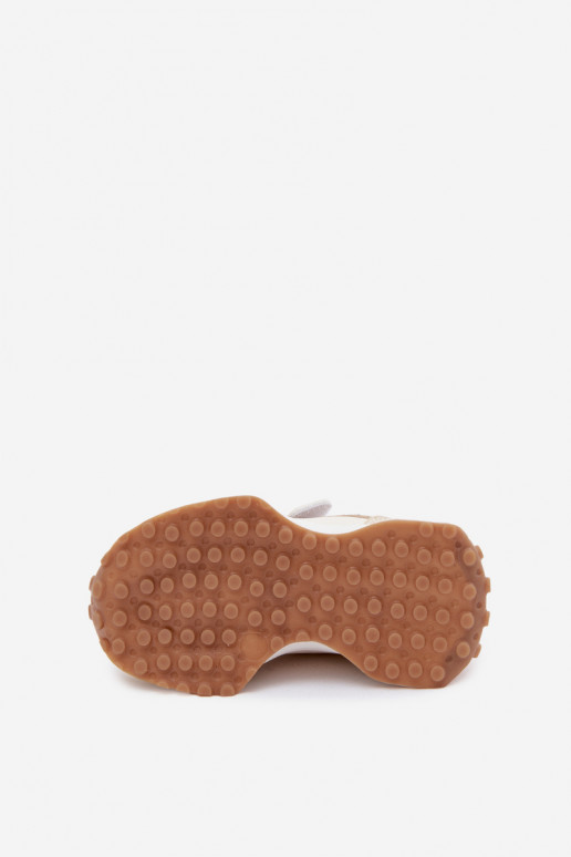 Sneakers per bambini con velcro e stampa leopardata color sabbia Cosima
