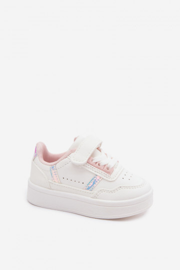 Scarpe sportive per bambini con velcro bianche-rosa Tailva