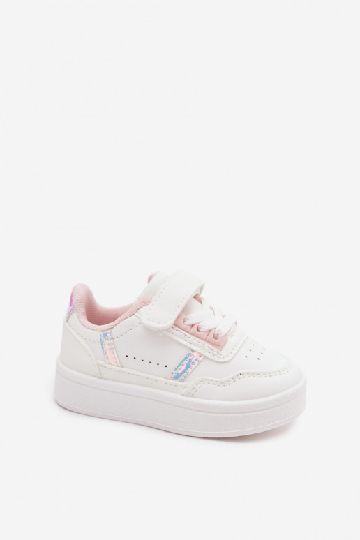 Scarpe sportive per bambini con velcro bianche-rosa Tailva