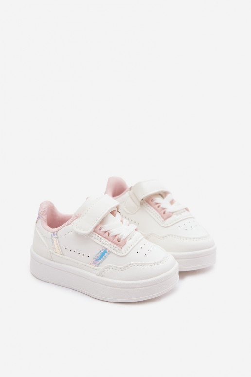 Scarpe sportive per bambini con velcro bianche-rosa Tailva