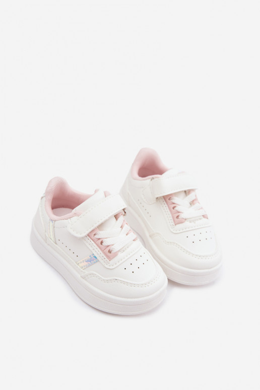Scarpe sportive per bambini con velcro bianche-rosa Tailva