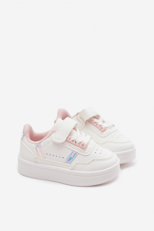 Scarpe sportive per bambini con velcro bianche-rosa Tailva