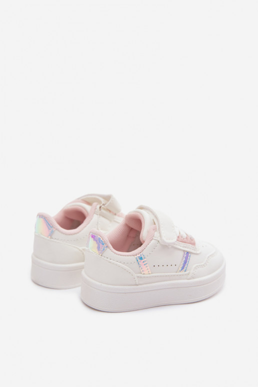 Scarpe sportive per bambini con velcro bianche-rosa Tailva