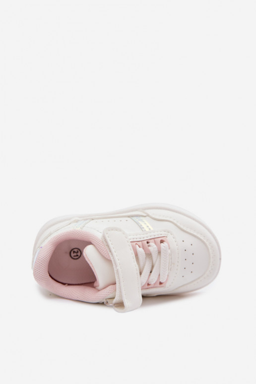 Scarpe sportive per bambini con velcro bianche-rosa Tailva