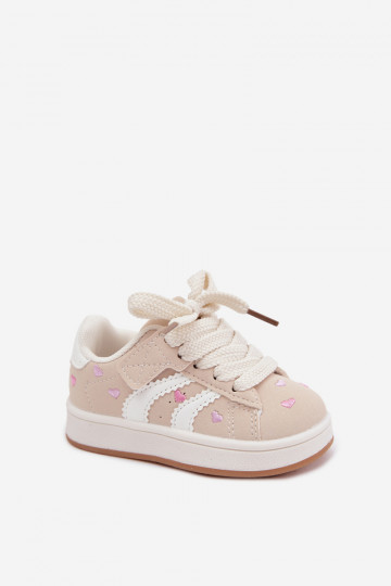 Sneakers per bambini con cuori color sabbia Embla