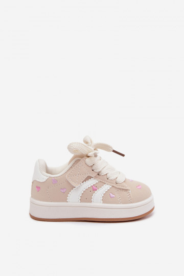 Sneakers per bambini con cuori color sabbia Embla 2