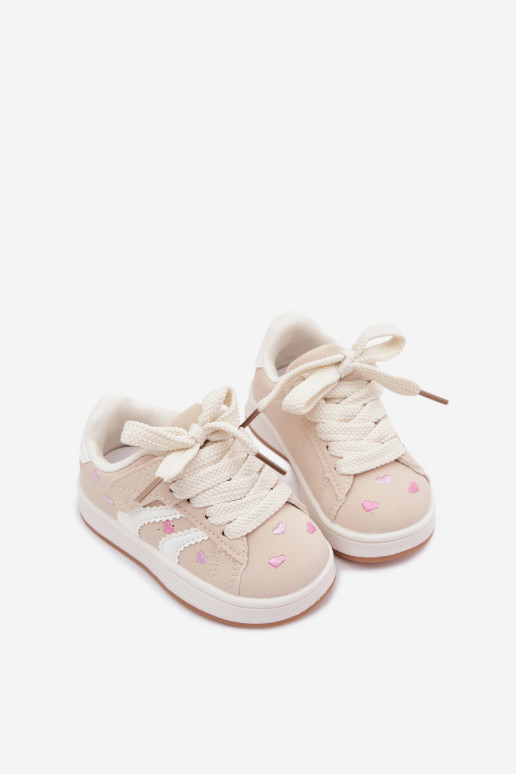 Sneakers per bambini con cuori color sabbia Embla