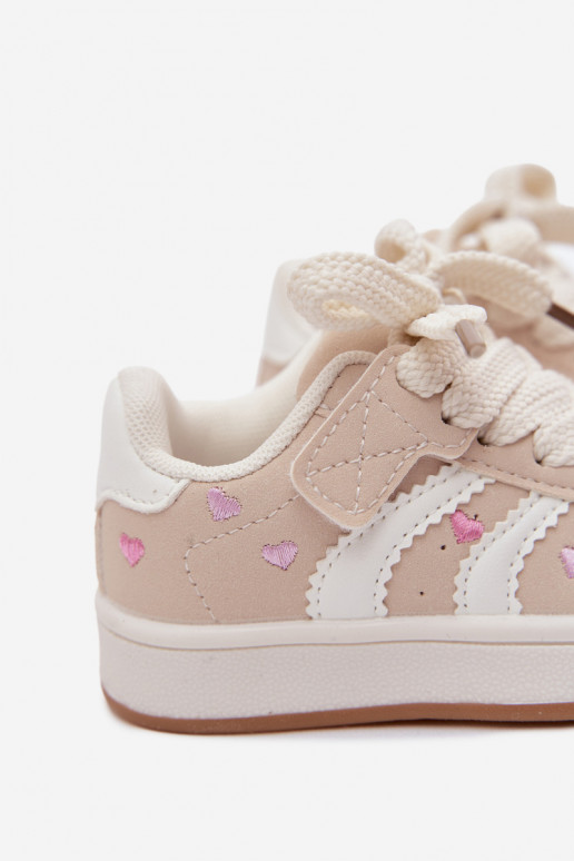 Sneakers per bambini con cuori color sabbia Embla