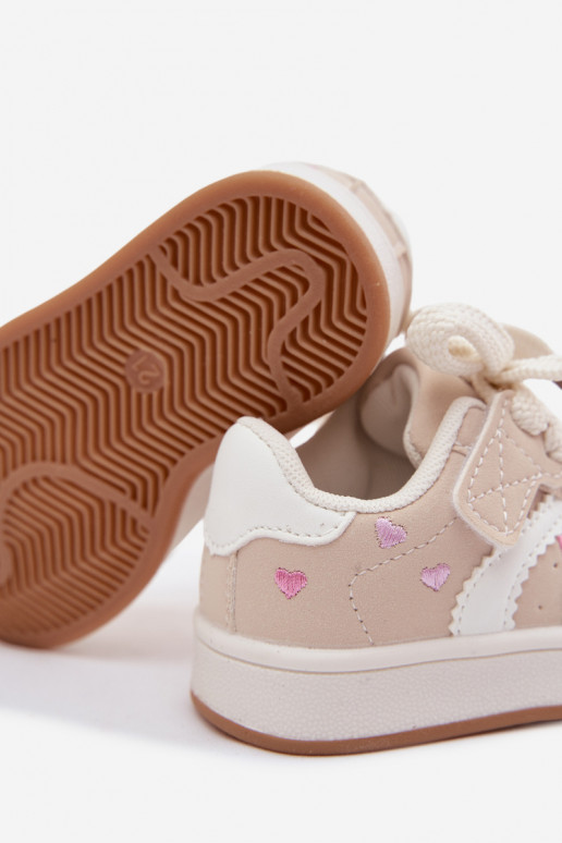 Sneakers per bambini con cuori color sabbia Embla