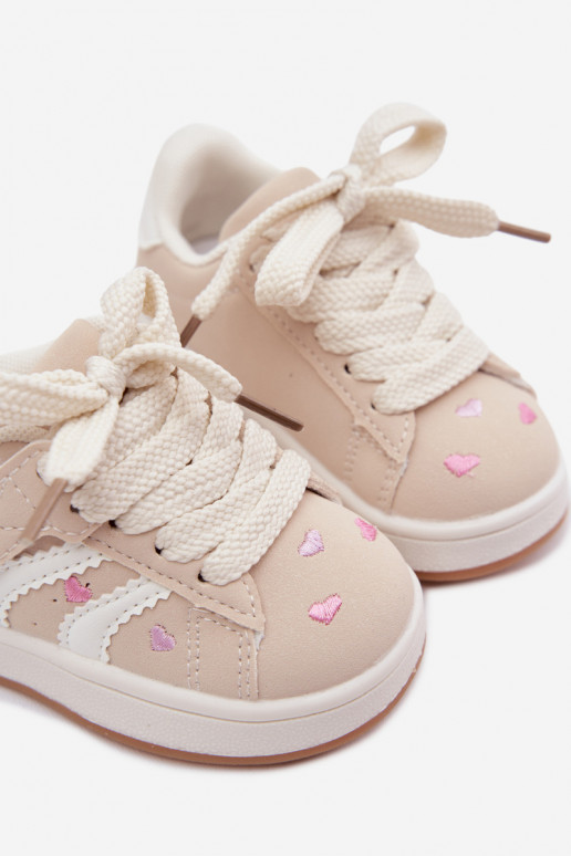 Sneakers per bambini con cuori color sabbia Embla