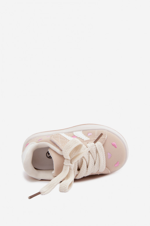 Sneakers per bambini con cuori color sabbia Embla