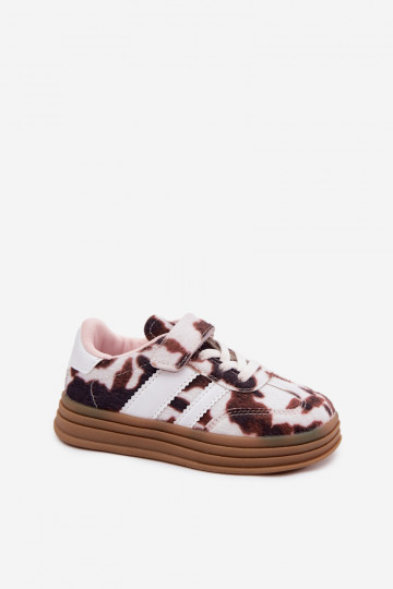 Scarpe sportive per bambini con velcro marroni Satinia