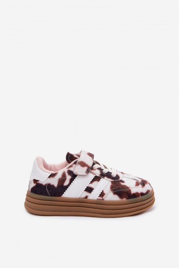Scarpe sportive per bambini con velcro marroni Satinia 2
