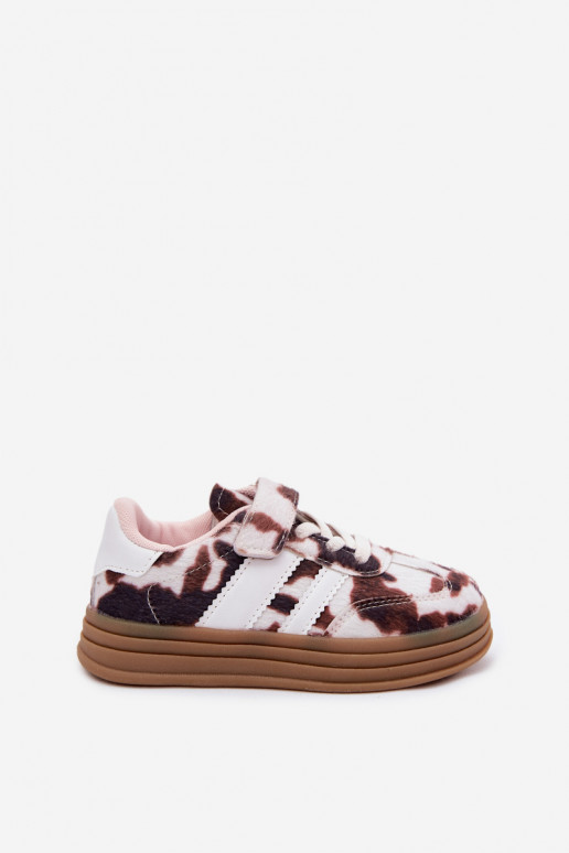 Scarpe sportive per bambini con velcro marroni Satinia