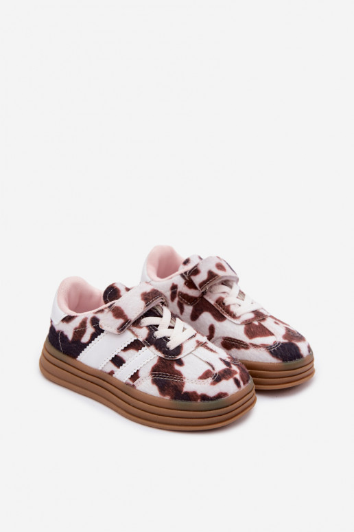 Scarpe sportive per bambini con velcro marroni Satinia