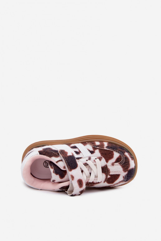 Scarpe sportive per bambini con velcro marroni Satinia