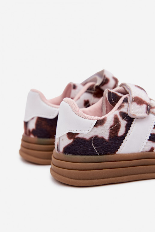 Scarpe sportive per bambini con velcro marroni Satinia