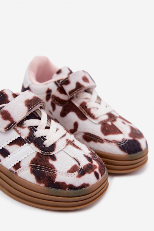 Scarpe sportive per bambini con velcro marroni Satinia