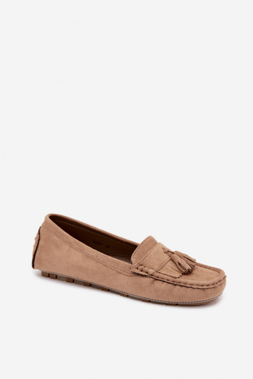 Mocassini da donna con frange in suede sintetico color sabbia Linden