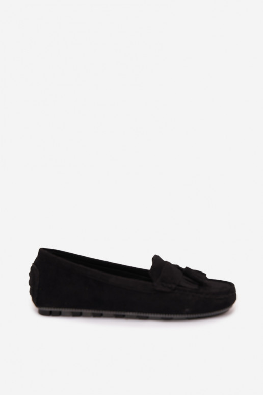 Mocassini da donna con frange in suede sintetico color nero Linden