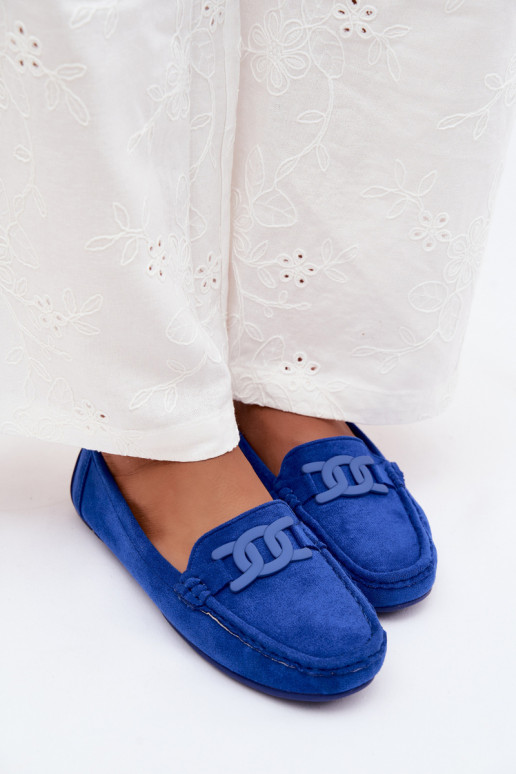 Mocassini ricchi in suede da donna color blu Rabell