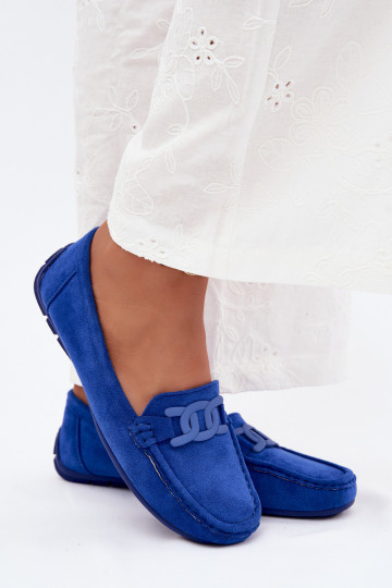 Mocassini ricchi in suede da donna color blu Rabell 2