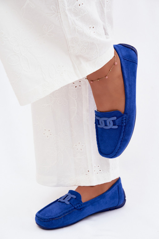 Mocassini ricchi in suede da donna color blu Rabell