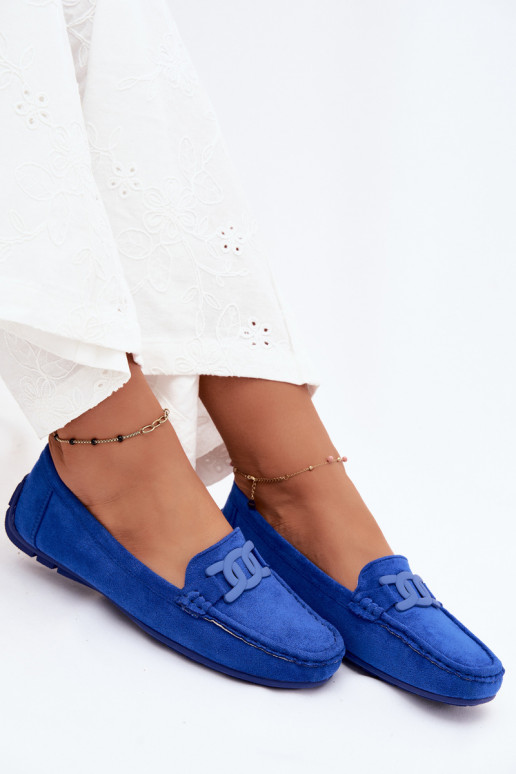 Mocassini ricchi in suede da donna color blu Rabell