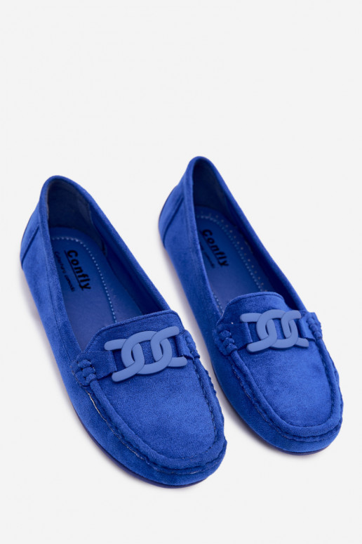 Mocassini ricchi in suede da donna color blu Rabell