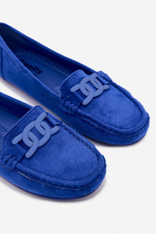 Mocassini ricchi in suede da donna color blu Rabell