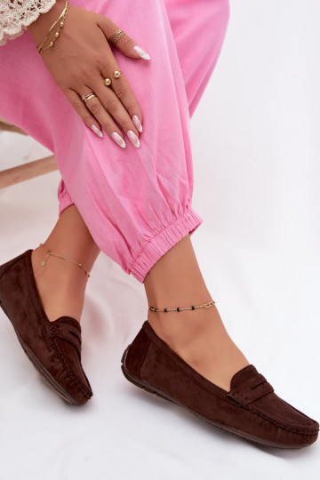 Mocassini eleganti in suede color cioccolato Lenvie