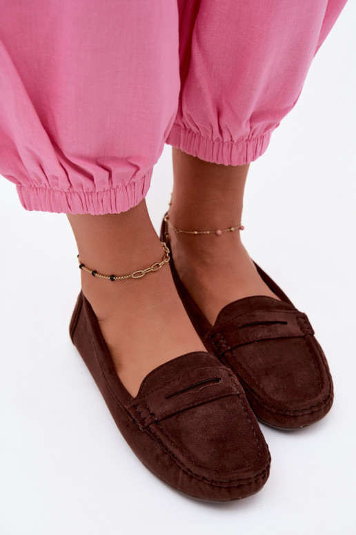 Mocassini eleganti in suede color cioccolato Lenvie