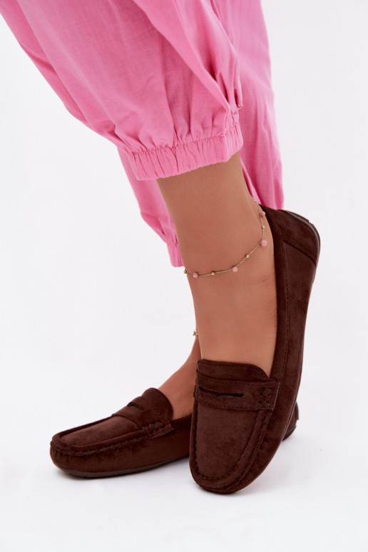Mocassini eleganti in suede color cioccolato Lenvie