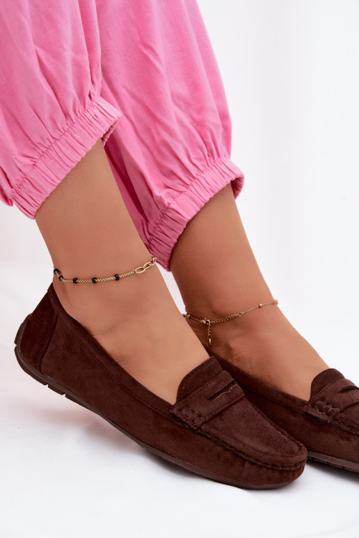 Mocassini eleganti in suede color cioccolato Lenvie