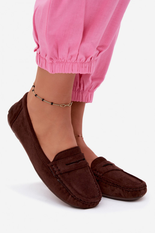 Mocassini eleganti in suede color cioccolato Lenvie