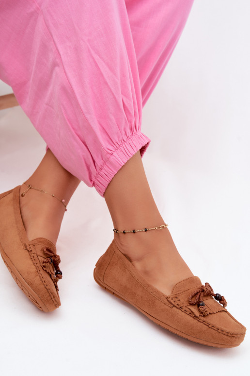 Mocassini da donna con fiocchi e frange in ecopelle marrone Bluebell