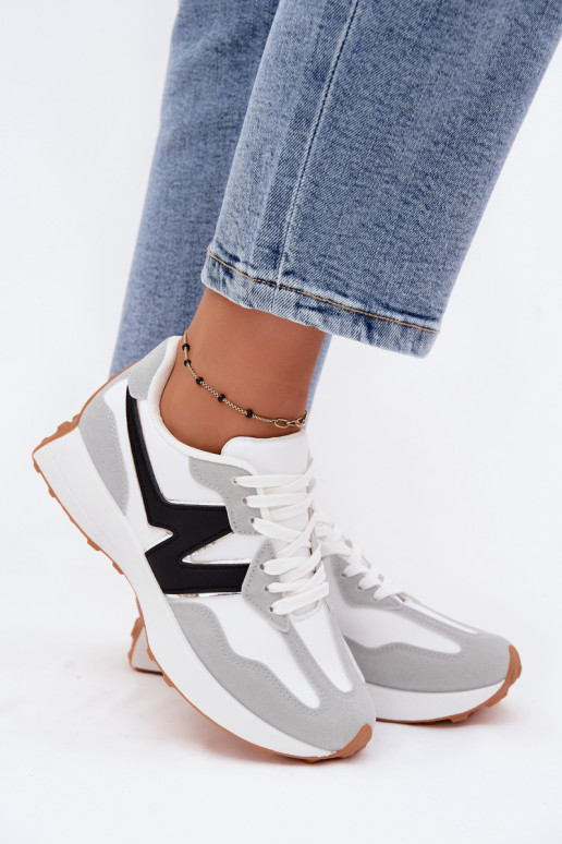 Sneakers bianche-grigie da donna Britma