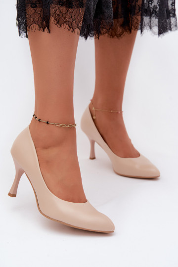 Scarpe con tacco alto da donna in pelle sintetica color sabbia Zazoo 1070 2