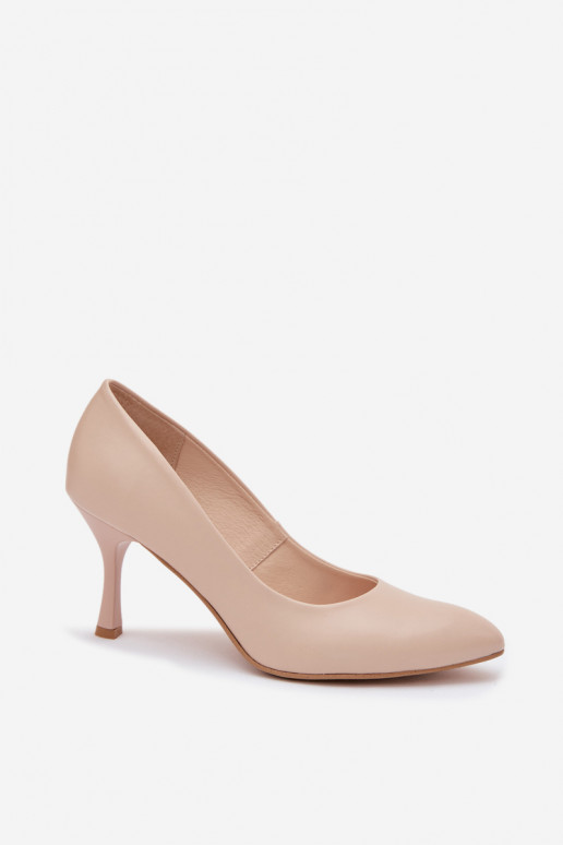 Scarpe con tacco alto da donna in pelle sintetica color sabbia Zazoo 1070