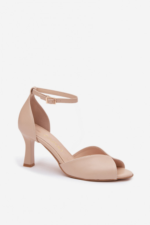Sandali con tacco sottile da donna color sabbia Zazoo 1120