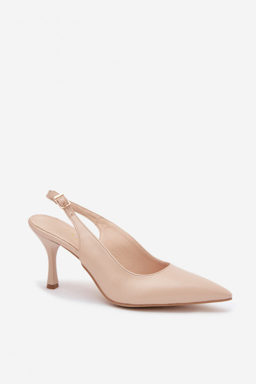 Scarpe con tacco aperto Zazoo 1127 colore sabbia
