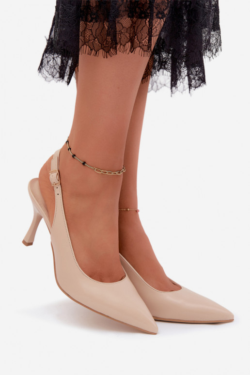 Scarpe con tacco aperto Zazoo 1127 colore sabbia