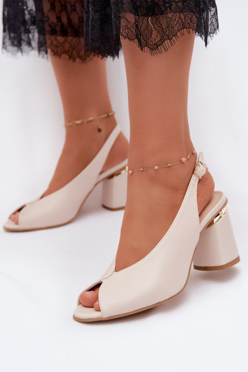 Sandali eleganti da donna con tacco Zazoo 1085 colore avorio