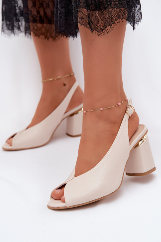 Sandali eleganti da donna con tacco Zazoo 1085 colore avorio