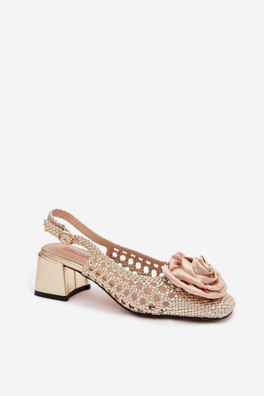 Sandali da donna con motivo, tacco e ornamenti Artiker 58C0798 colore oro