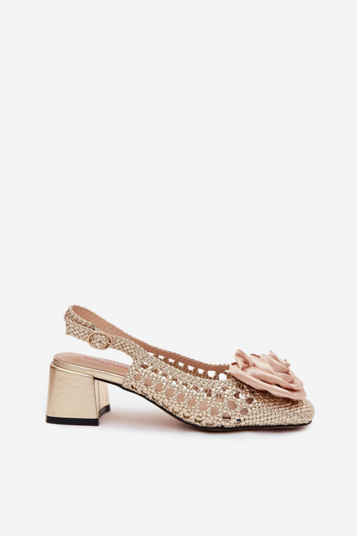 Sandali da donna con motivo, tacco e ornamenti Artiker 58C0798 colore oro