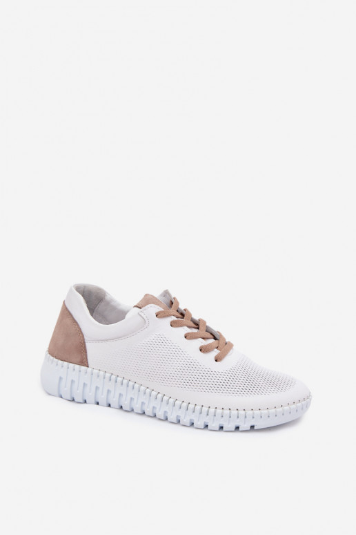 Scarpe sportive in pelle da donna Artiker 58C3083 bianche e marroni