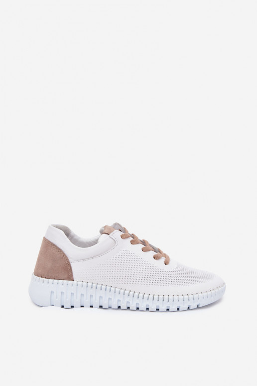 Scarpe sportive in pelle da donna Artiker 58C3083 bianche e marroni